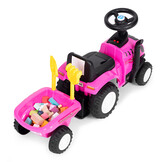 Speelgoed tractor - met aanhangwagen - interactief stuur - roze