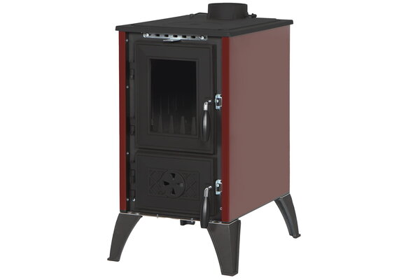 Houtkachel met verwarmingsplaat - 10kW - gietijzer - bordeaux