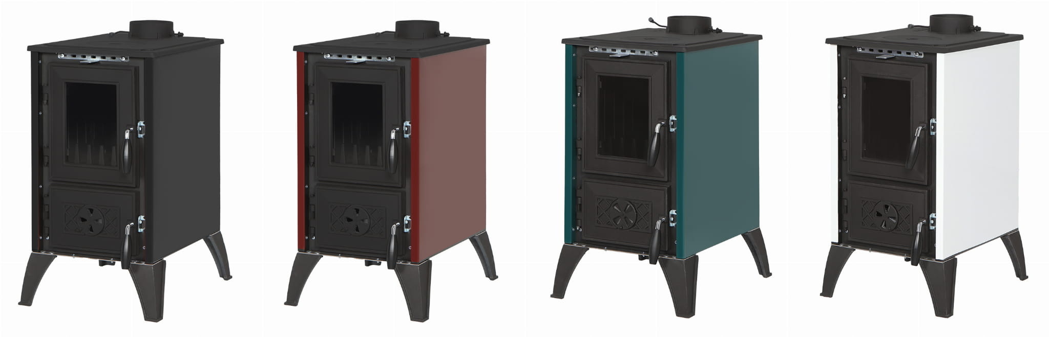 Houtkachel met verwarmingsplaat - 10kW - gietijzer - wit