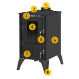 Houtkachel met verwarmingsplaat - 10kW - gietijzer - wit