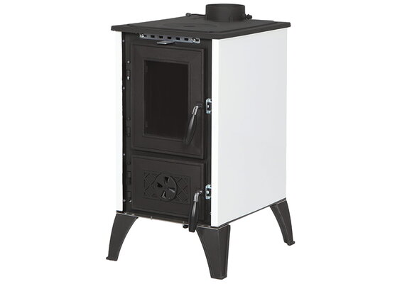 Houtkachel met verwarmingsplaat - 10kW - gietijzer - wit