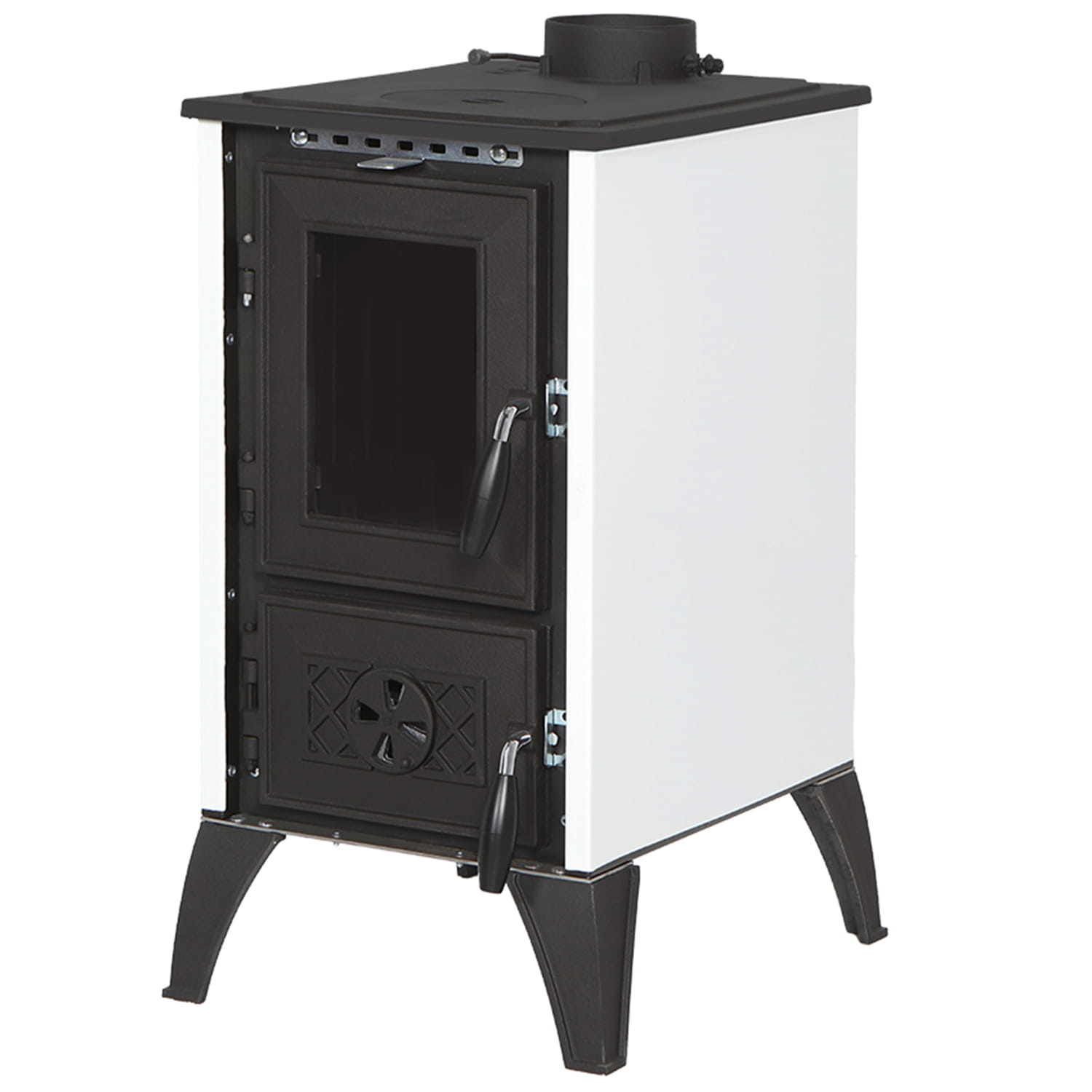 Houtkachel met verwarmingsplaat - 10kW - gietijzer - wit