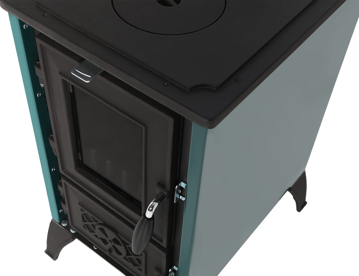 Houtkachel met verwarmingsplaat - 10kW - gietijzer - groen