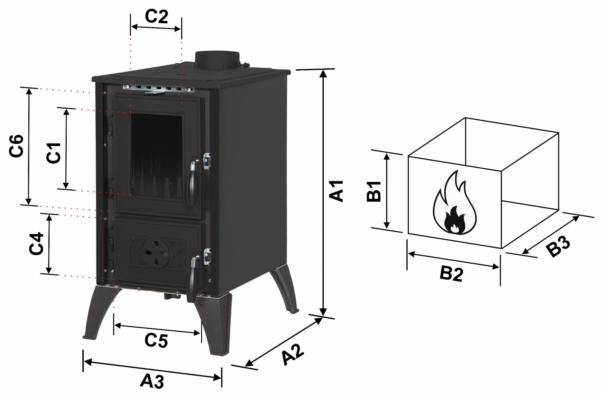 Houtkachel met verwarmingsplaat - 10kW - gietijzer - groen