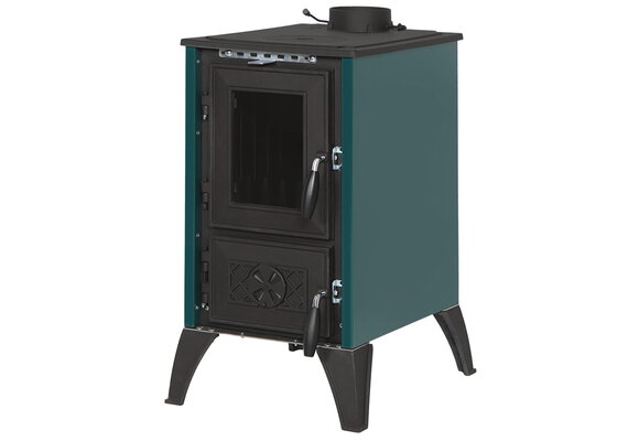 Houtkachel met verwarmingsplaat - 10kW - gietijzer - groen