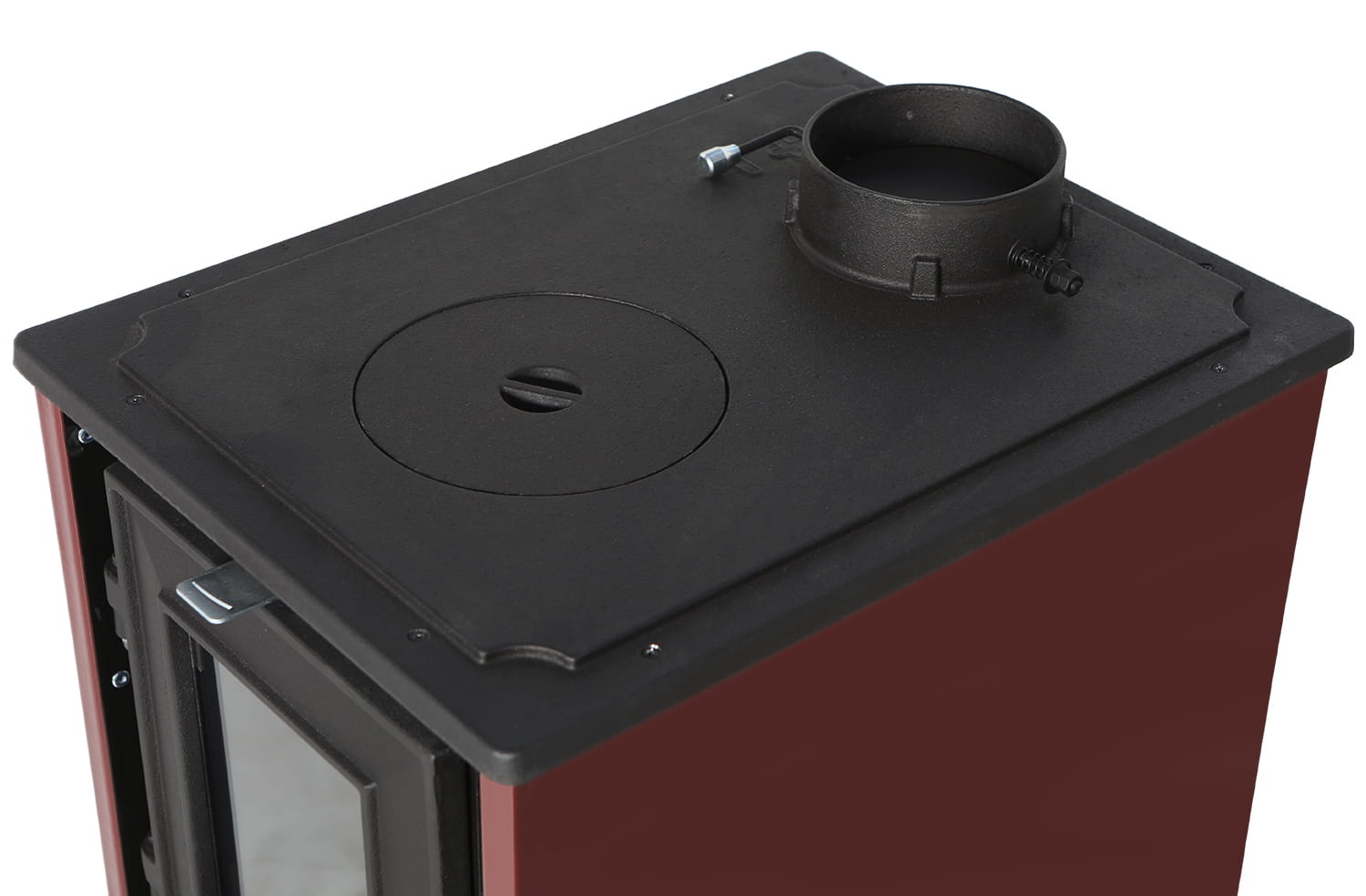 Houtkachel met verwarmingsplaat - 10kW - gietijzer - zwart