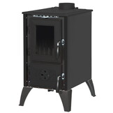 Houtkachel met verwarmingsplaat - 10kW - gietijzer - zwart