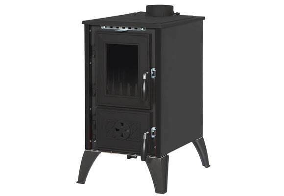 Houtkachel met verwarmingsplaat - 10kW - gietijzer - zwart