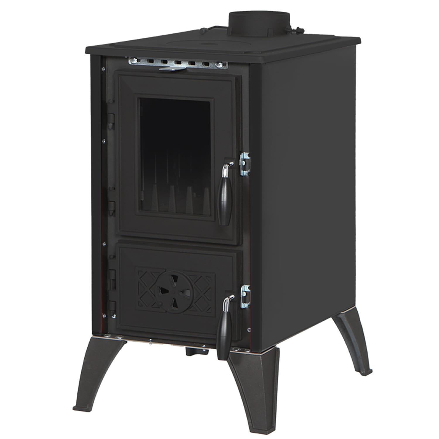 Houtkachel met verwarmingsplaat - 10kW - gietijzer - zwart