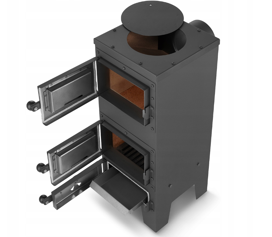 Houtkachel JANUSZ - met verwarmingsplaat en oven - 7kW - zwart