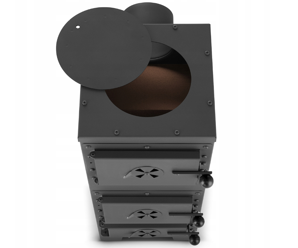 Houtkachel JANUSZ - met verwarmingsplaat en oven - 7kW - zwart