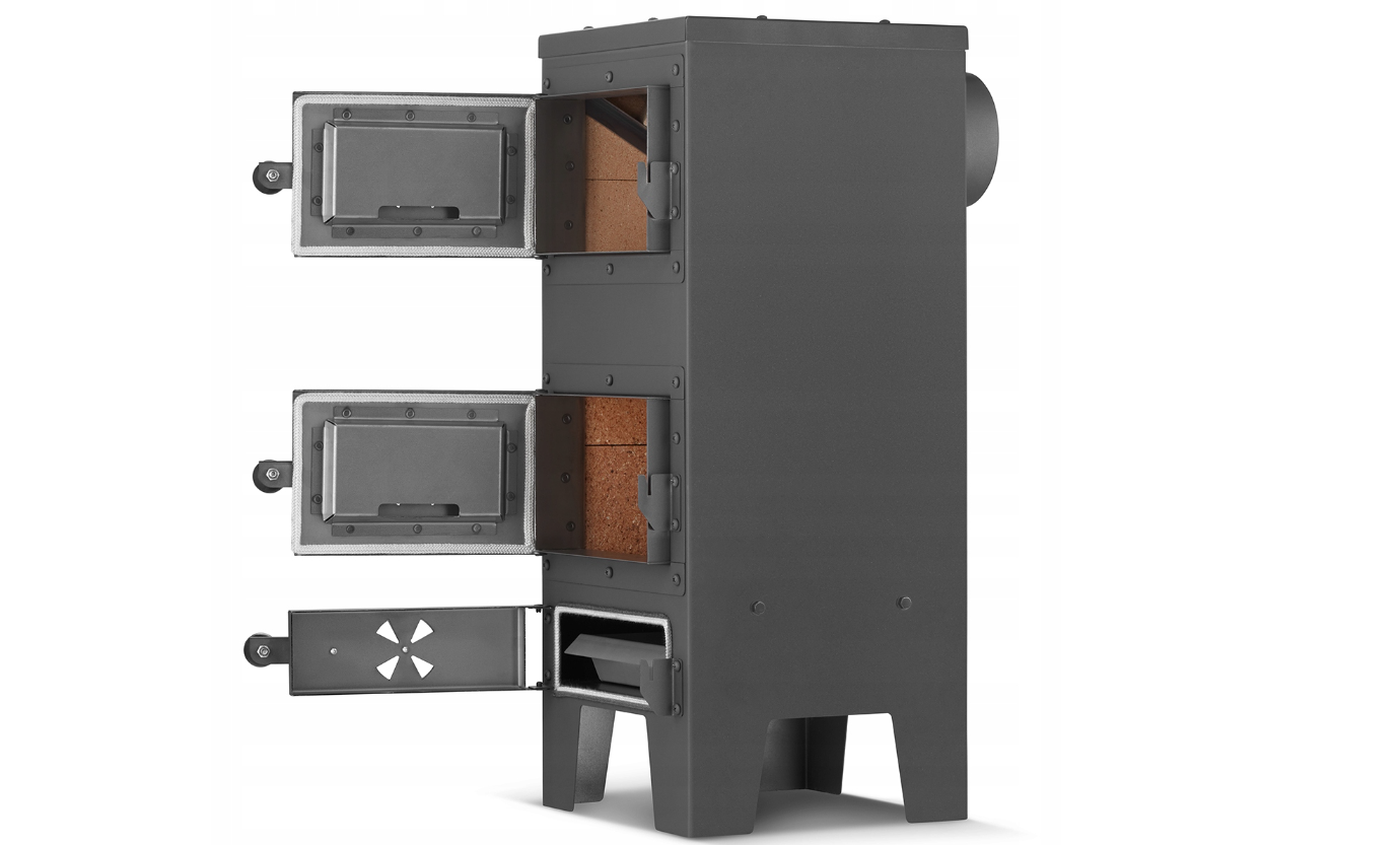 Houtkachel JANUSZ - met verwarmingsplaat en oven - 7kW - zwart