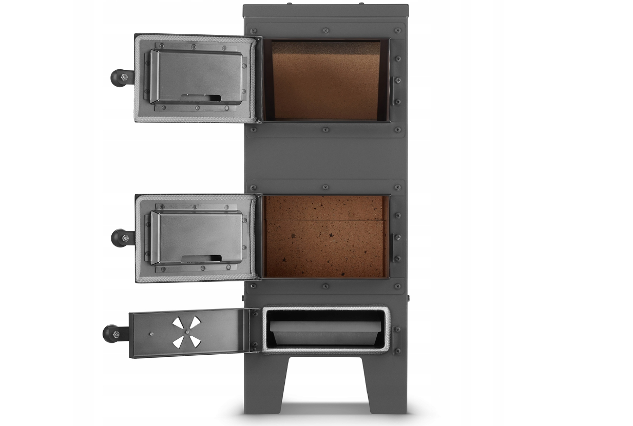 Houtkachel JANUSZ - met verwarmingsplaat en oven - 7kW - zwart