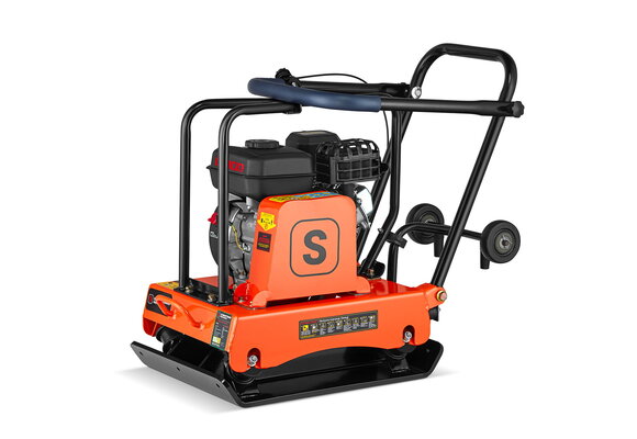 Trilplaat met benzinemoter - 6,5 PK - 54x41cm - met wielen