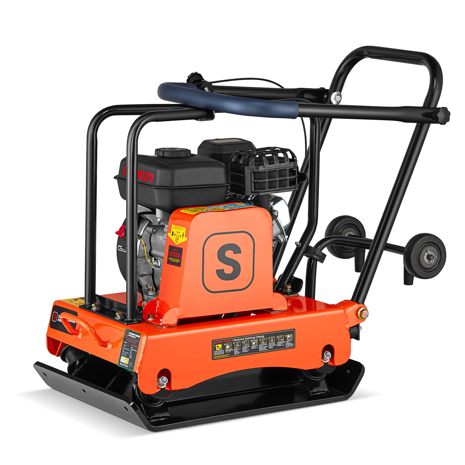 Trilplaat met benzinemoter - 6,5 PK - 54x41cm - met wielen