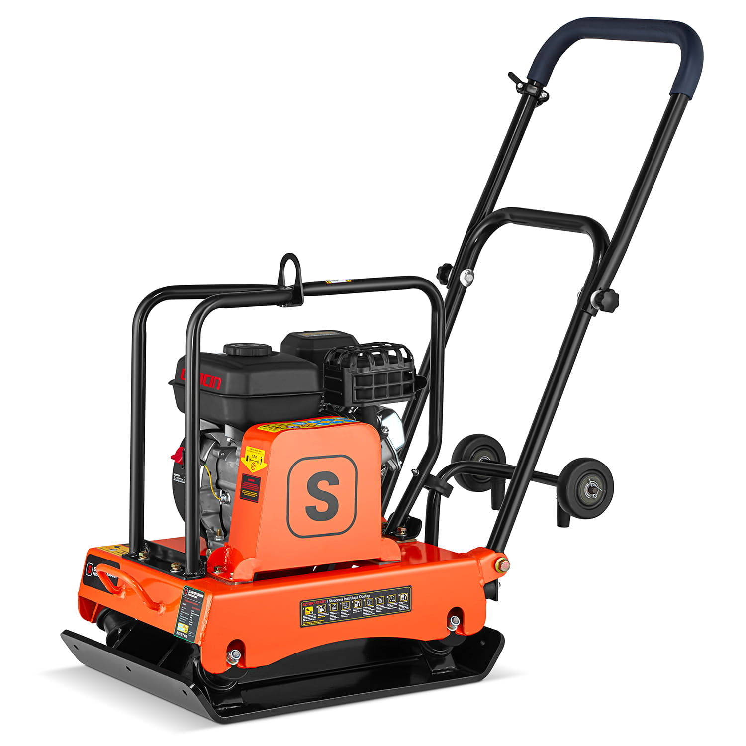 Trilplaat met benzinemoter - 6,5 PK - 54x41cm - met wielen