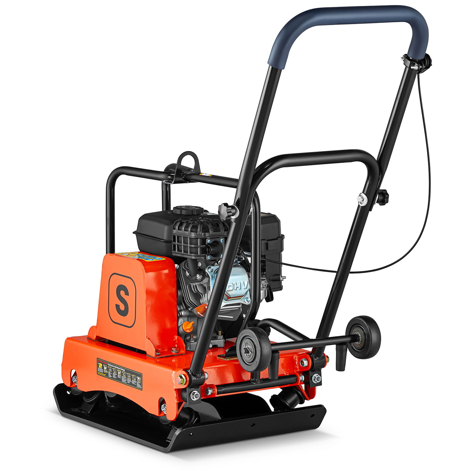 Trilplaat met benzinemoter - 6,5 PK - 54x41cm - met wielen