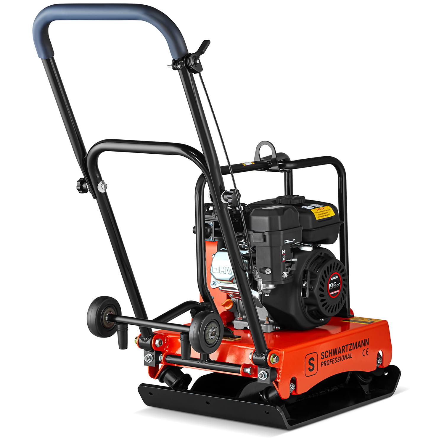 Trilplaat met benzinemoter - 6,5 PK - 54x41cm - met wielen