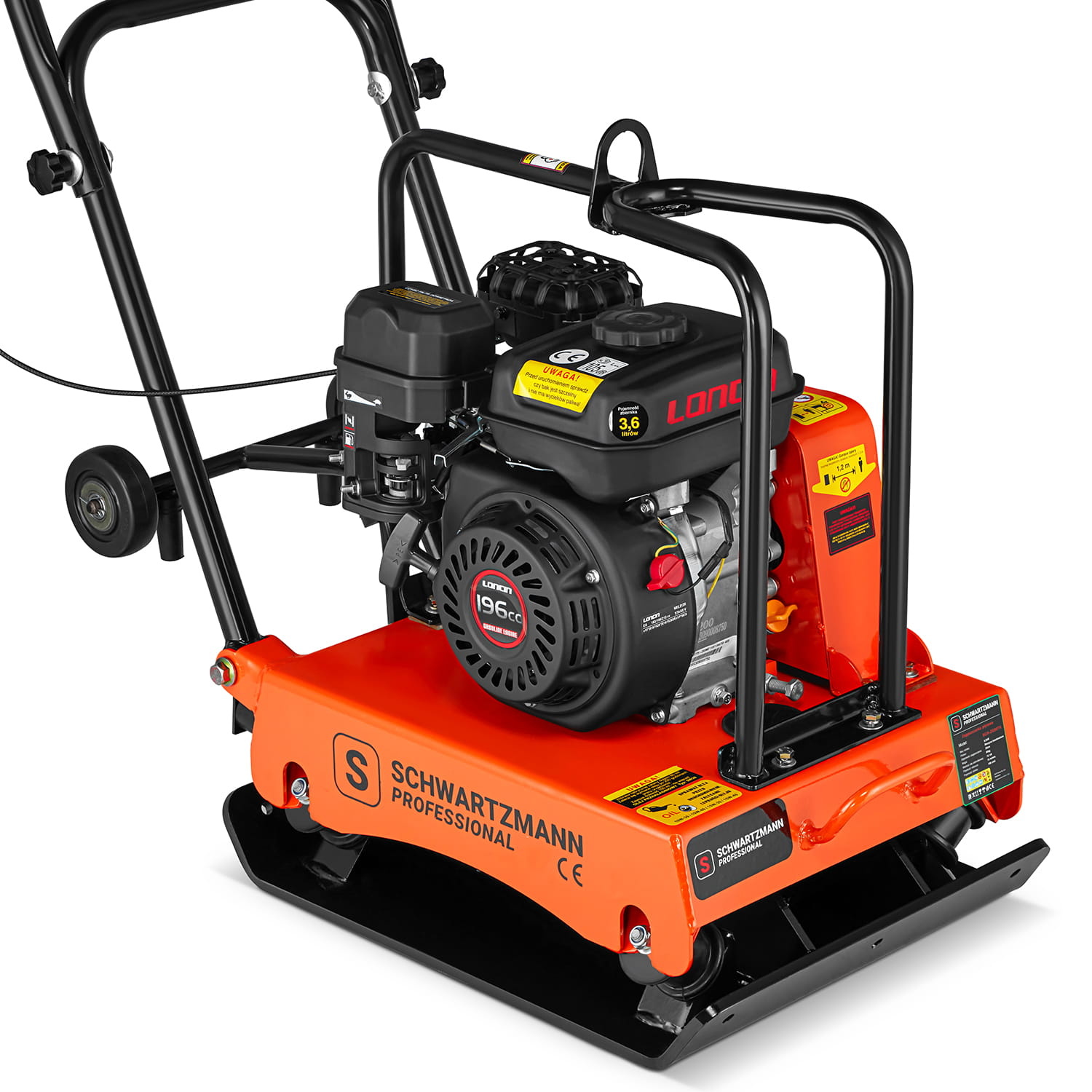 Trilplaat met benzinemoter - 6,5 PK - 54x41cm - met wielen