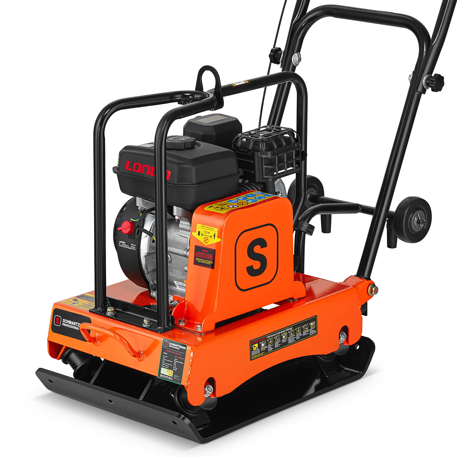 Trilplaat met benzinemoter - 6,5 PK - 54x41cm - met wielen