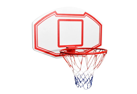 Basketbal set - hoepel en  net - 91x60x3cm - rood/wit/blauw