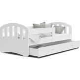 Kinderbed 90x200 - met opbergruimte en uitvalbeveiliging - wit