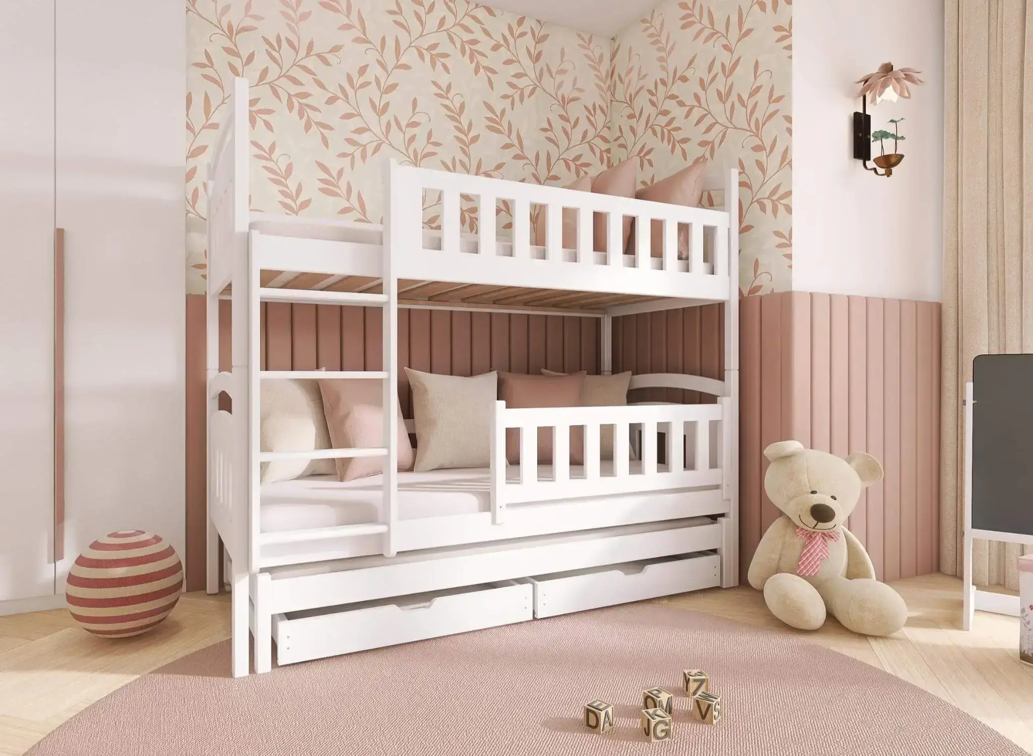 Stapelbed BLANKA - 90x200cm - 3 persoons - wit