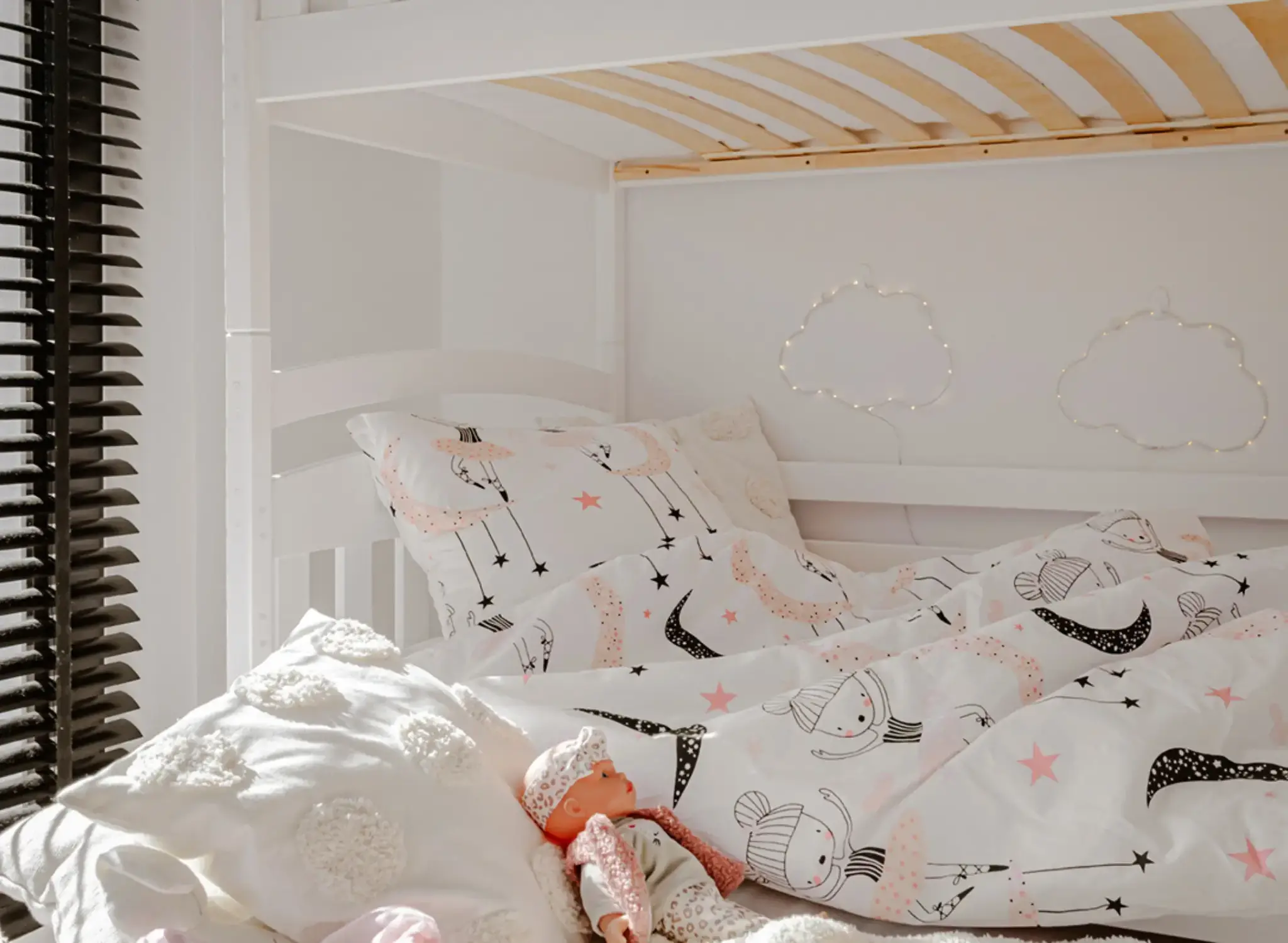 Stapelbed BLANKA - 90x200cm - 3 persoons - wit