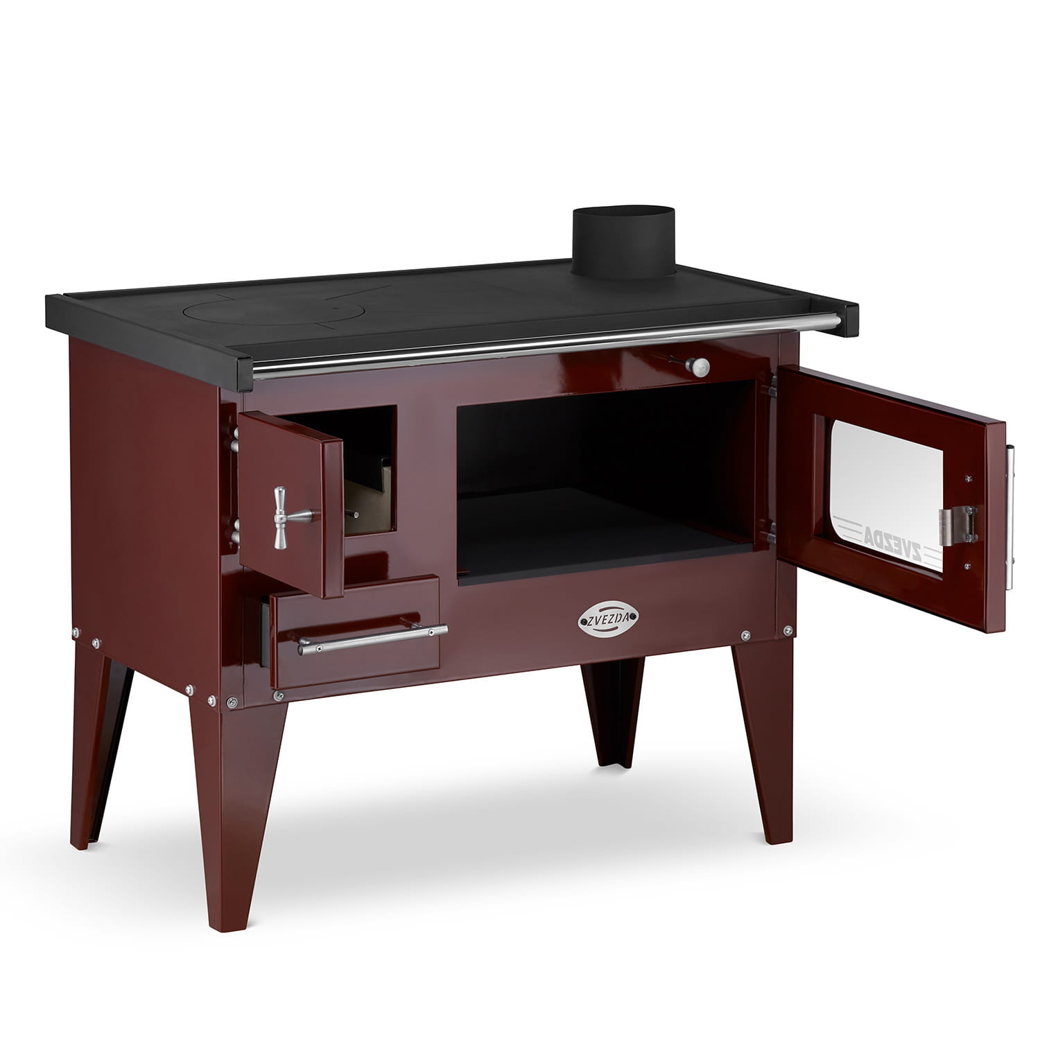 Houtfornuis - houtkachel met oven en kookplaat - 8kW - bruin