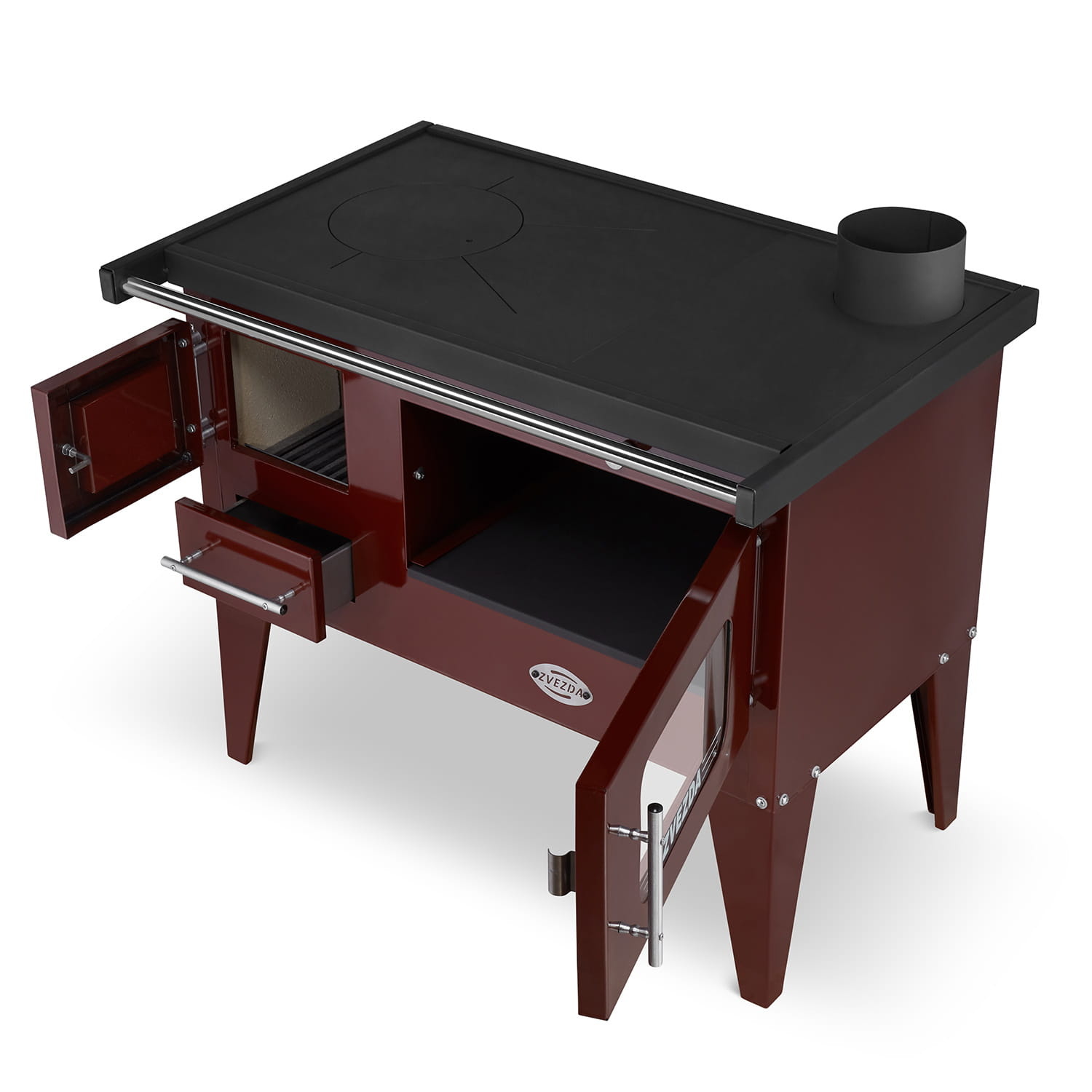 Houtfornuis - houtkachel met oven en kookplaat - 8kW - bruin