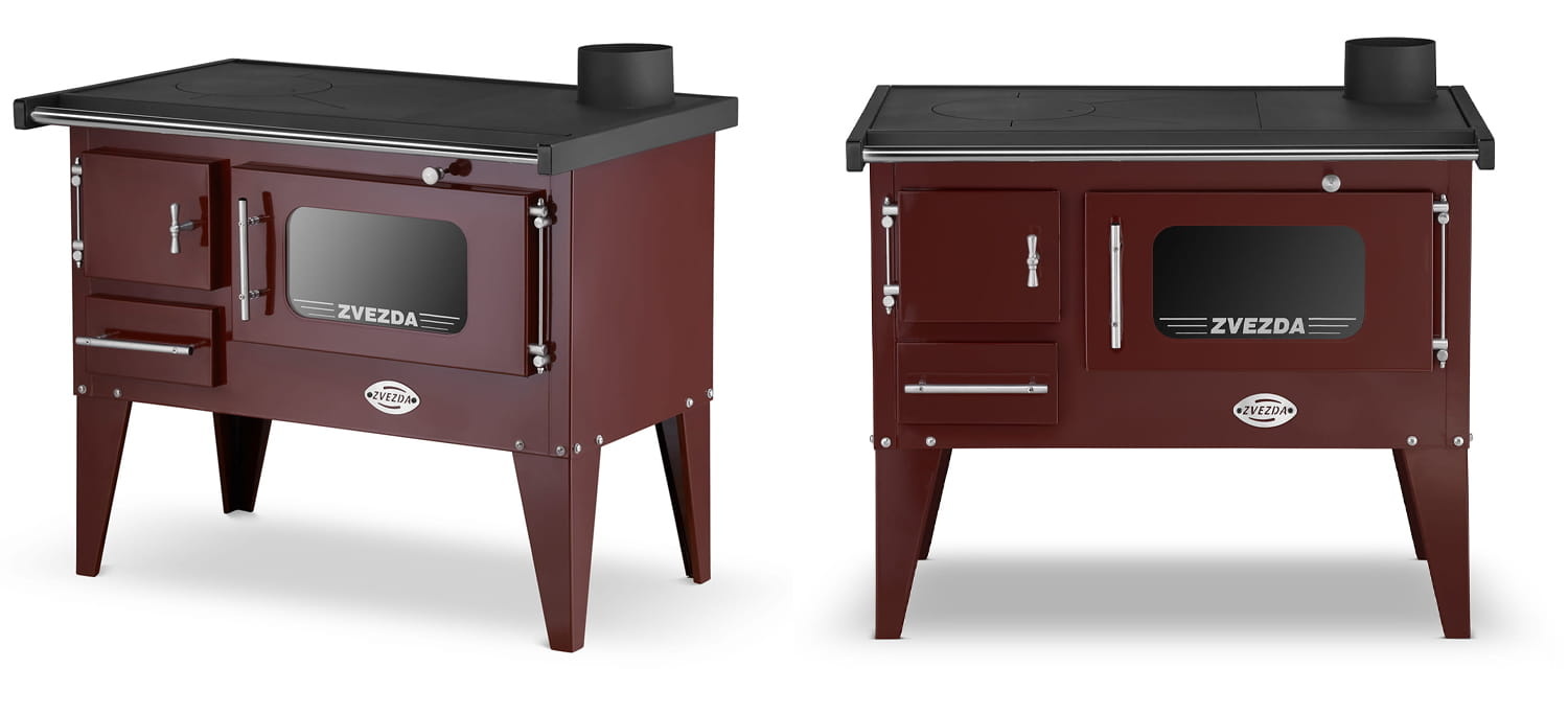 Houtfornuis - houtkachel met oven en kookplaat - 8kW - bruin