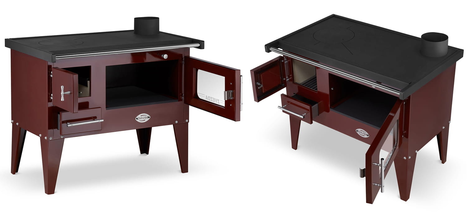 Houtfornuis - houtkachel met oven en kookplaat - 8kW - bruin