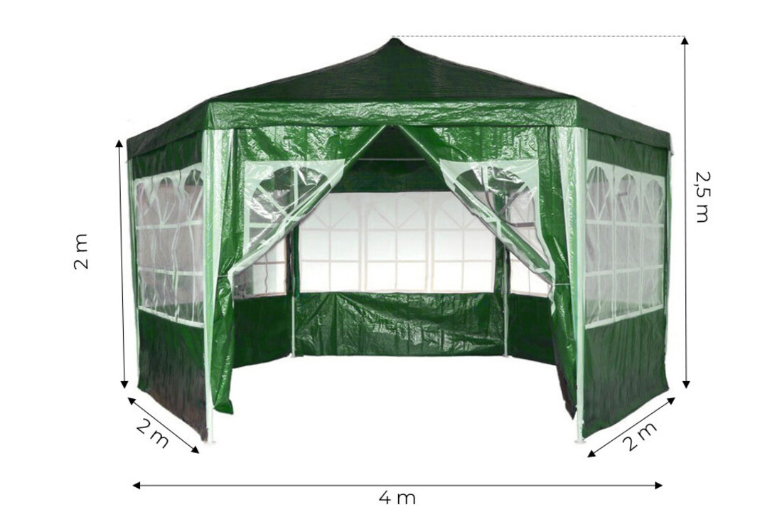 Party tent - 400 cm diameter - 200-250 cm hoog - rits ingang