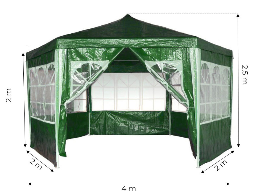 Party tent - 400 cm diameter - 200-250 cm hoog - rits ingang