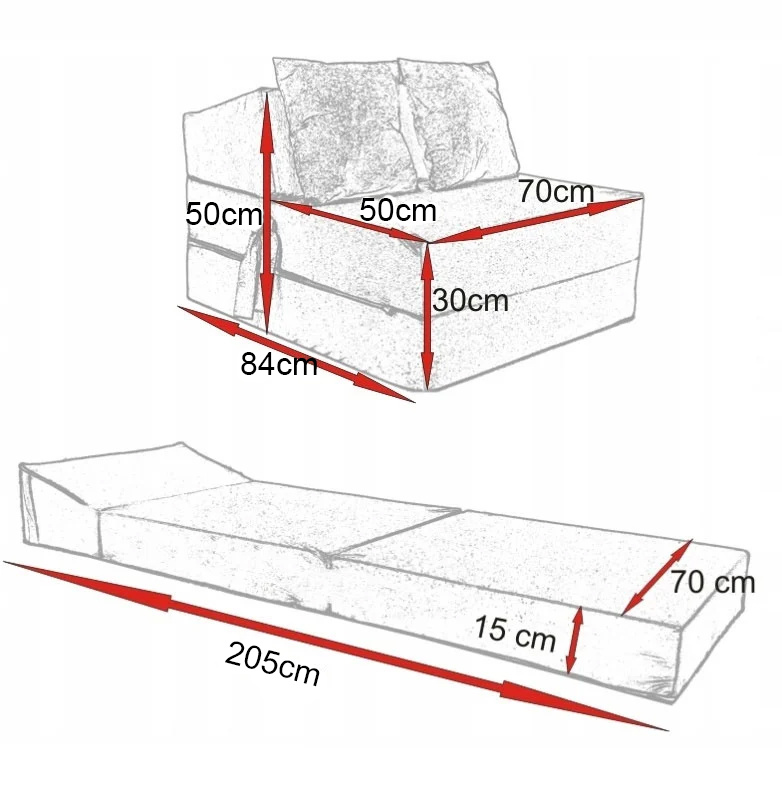 Opvouwbaar matras - logeermatras - 200x70x15 cm - blauw
