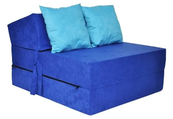 Luxe logeermatras - blauw - camping matras - reismatras - opvouwbaar matras - 200 x 70 x 15 - met licht blauwe kussens