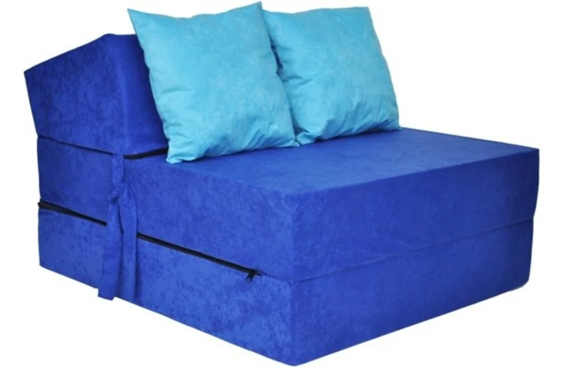 Luxe logeermatras - blauw - camping matras - reismatras - opvouwbaar matras - 200 x 70 x 15 - met licht blauwe kussens
