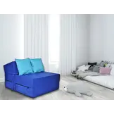 Luxe logeermatras - blauw - camping matras - reismatras - opvouwbaar matras - 200 x 70 x 15 - met licht blauwe kussens