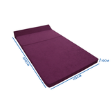 Opvouwbaar matras met hoofdkussen - Wasbare hoes - 200cm x 120cm x 10cm - Violet