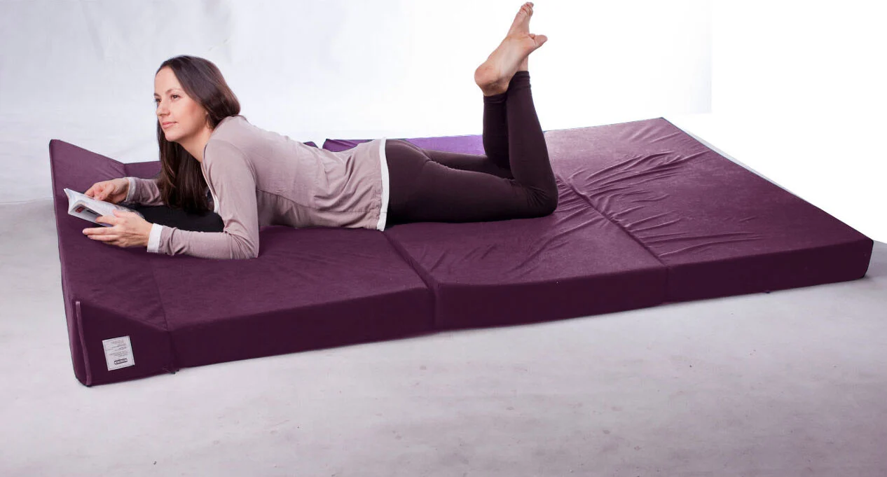 Opvouwbaar matras met hoofdkussen - Wasbare hoes - 200cm x 120cm x 10cm - Violet
