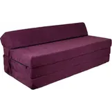Opvouwbaar matras met hoofdkussen - Wasbare hoes - 200cm x 120cm x 10cm - Violet