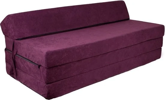 Opvouwbaar matras met hoofdkussen - Wasbare hoes - 200cm x 120cm x 10cm - Violet