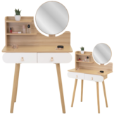 Make up tafel - kaptafel met spiegel - 2 lades - hout wit