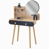 Make up tafel - kaptafel met spiegel - 2 lades - hout zwart
