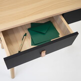 Kaptafel met spiegel - make up tafel - 2 lades - hout zwart