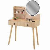Kaptafel met spiegel - make up tafel - 2 lades - hout