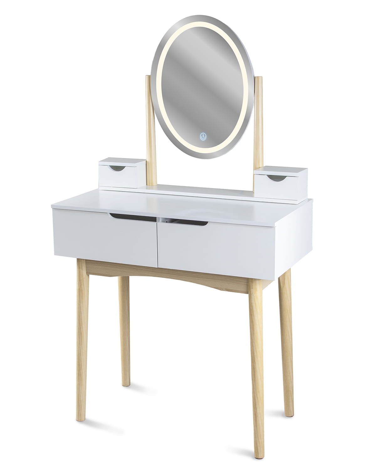 Make up tafel - kaptafel - spiegel met licht en krukje - wit