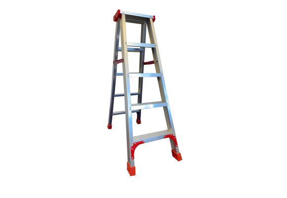 Ladder - huishoudtrap - trapladder - dubbelzijdig - 2x 5 treden