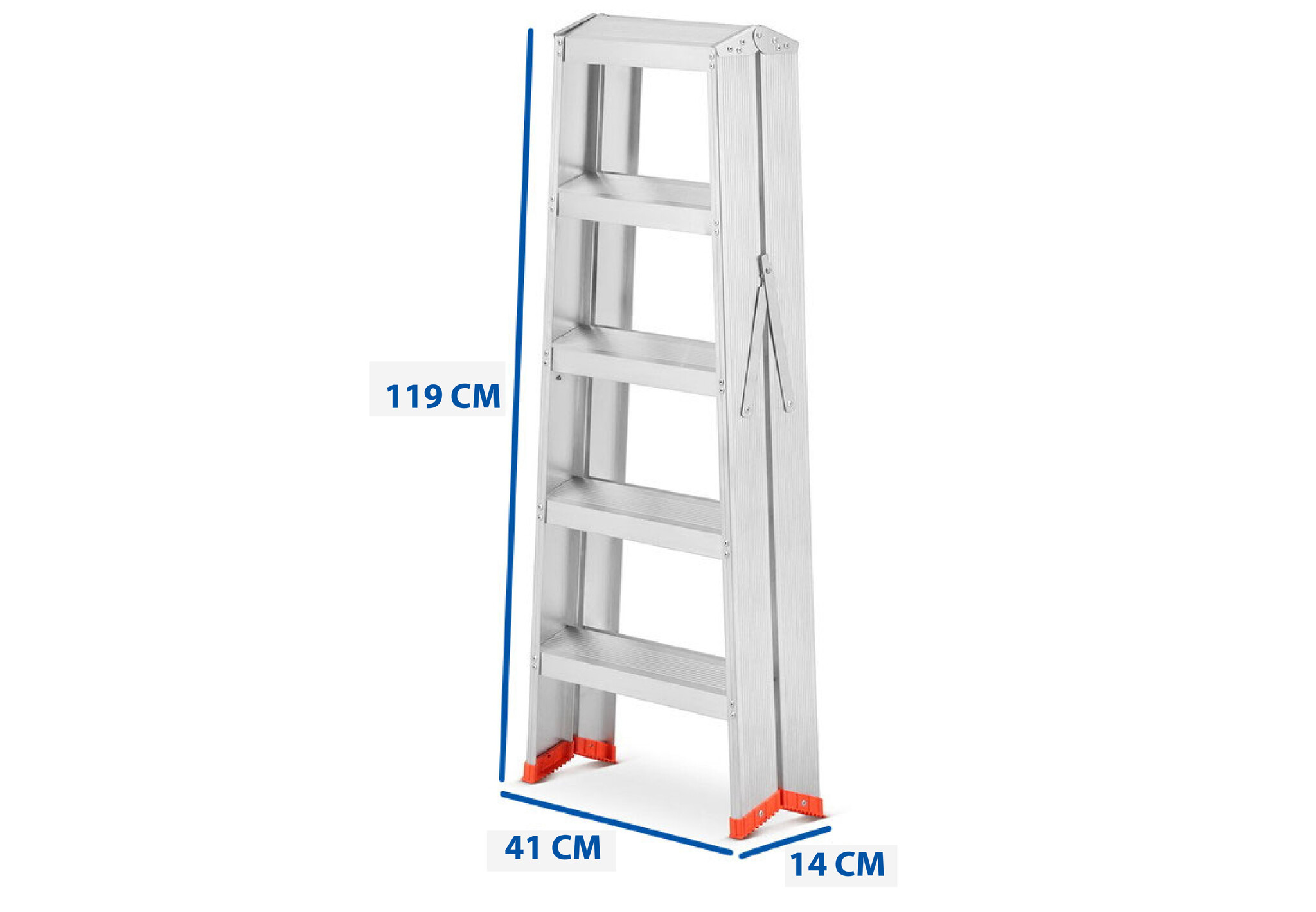 Ladder - huishoudtrap - trapladder - dubbelzijdig - 2x 5 treden