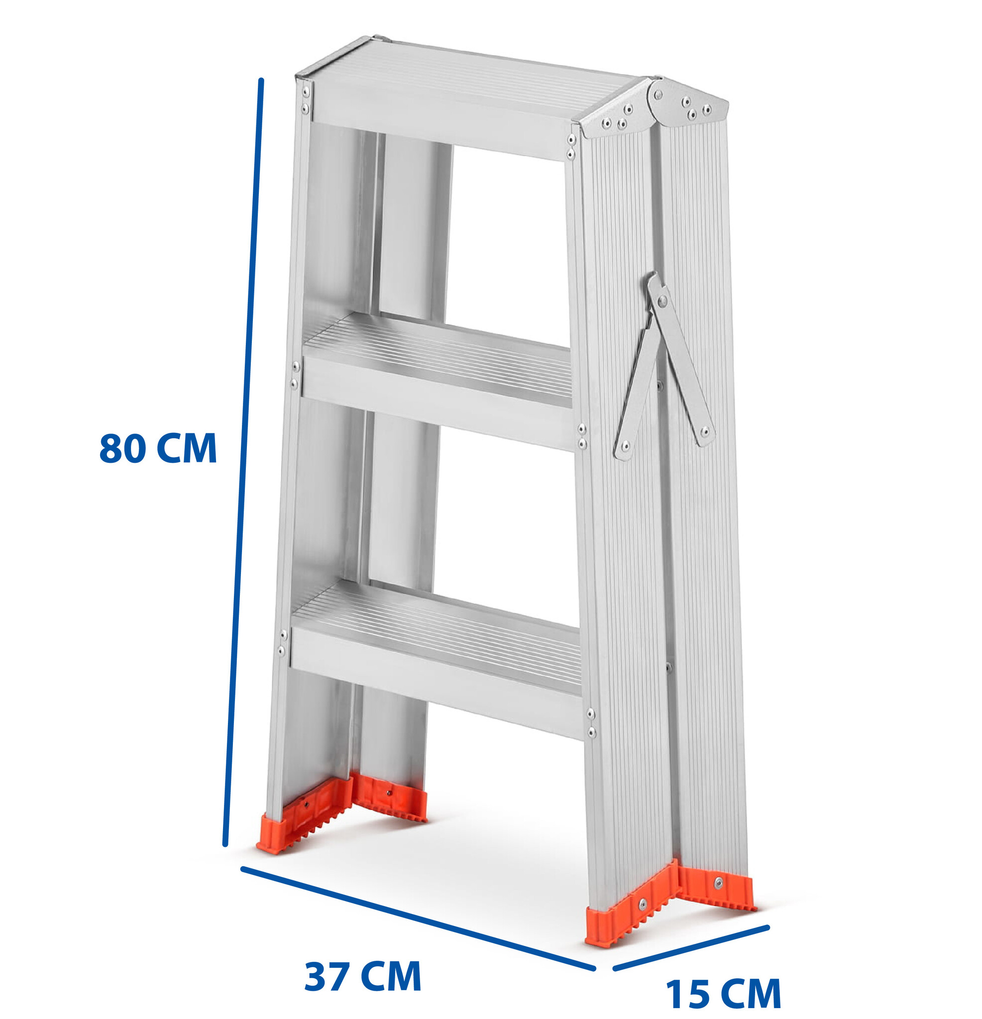 Huishoudtrap - ladder - 2x 3 treden - aluminium - 75 cm hoog